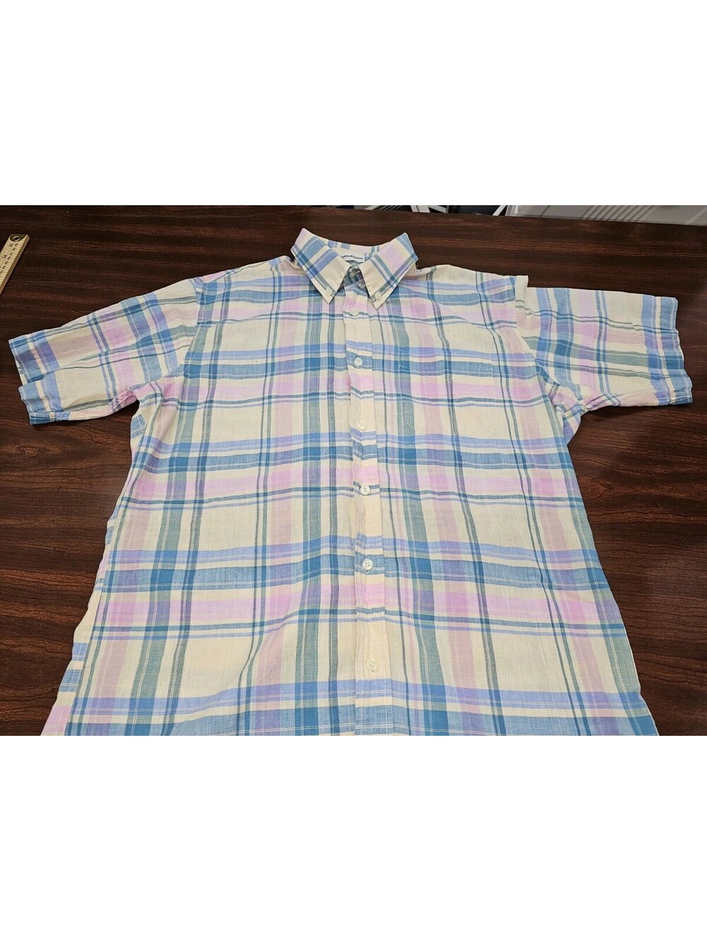 Saks Fifth Avenue Pink Plaid Ctn BUTTON UP SHIRT XL